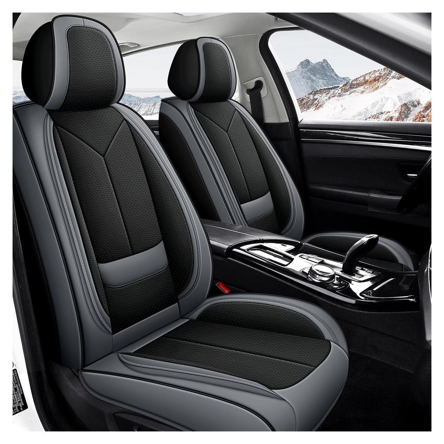 Cubiertas de Asiento de Coche QUYDDC Universal 5 Asientos Negro/Ceniza