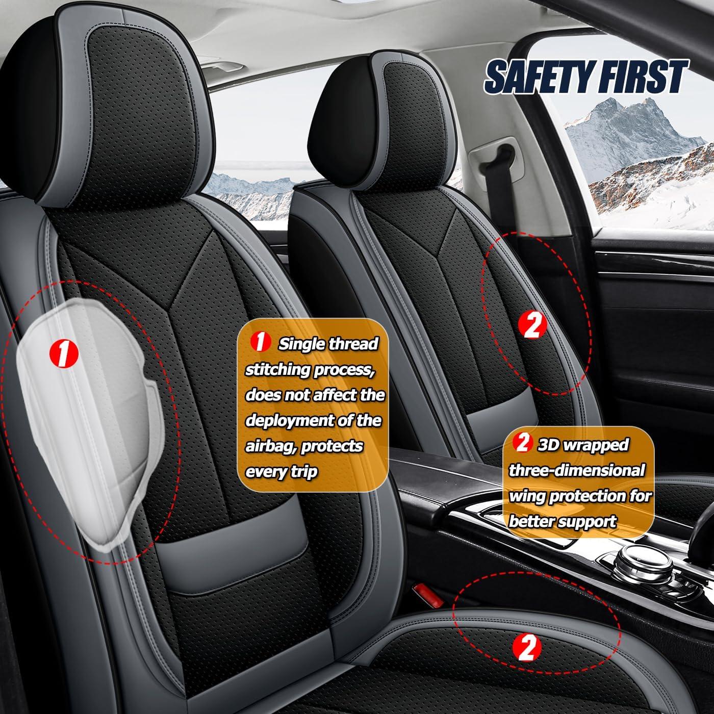 Cubiertas de Asiento de Coche QUYDDC Universal 5 Asientos Negro/Ceniza