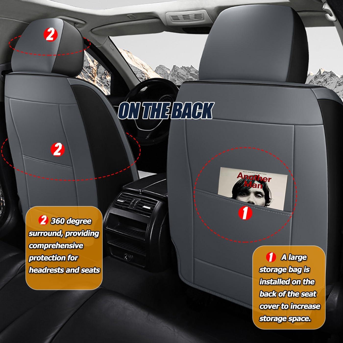 Cubiertas de Asiento de Coche QUYDDC Universal 5 Asientos Negro/Ceniza