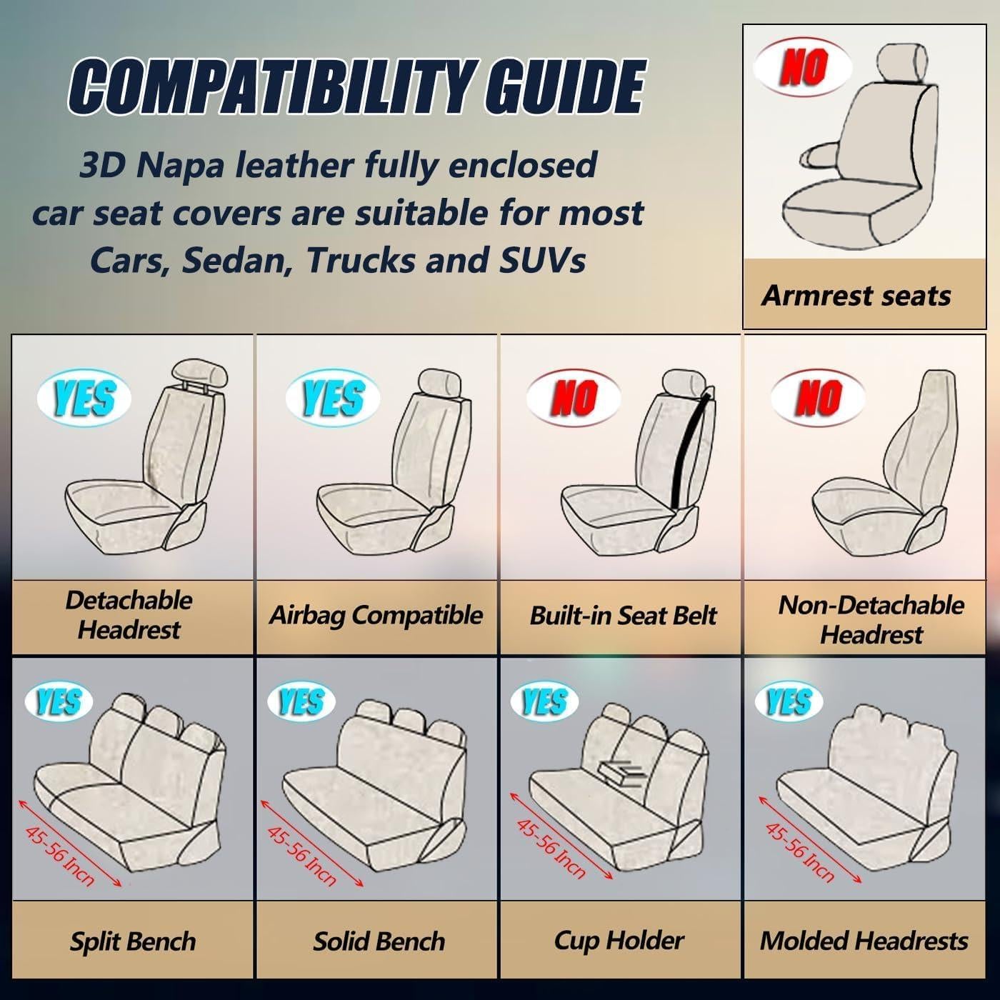Cubiertas de Asiento de Coche QUYDDC Universal 5 Asientos Negro/Ceniza