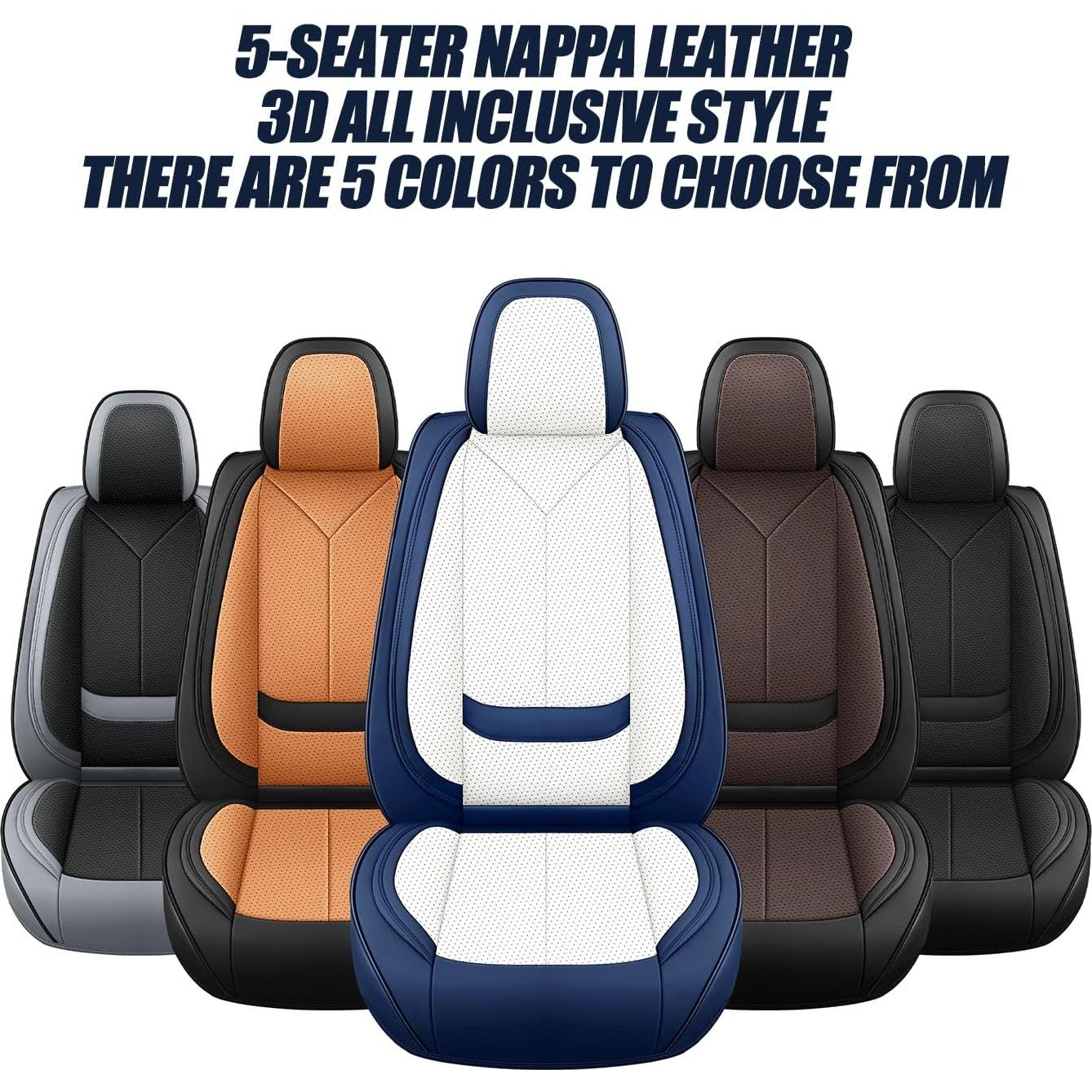 Cubiertas de Asiento de Coche QUYDDC Universal 5 Asientos Negro/Ceniza