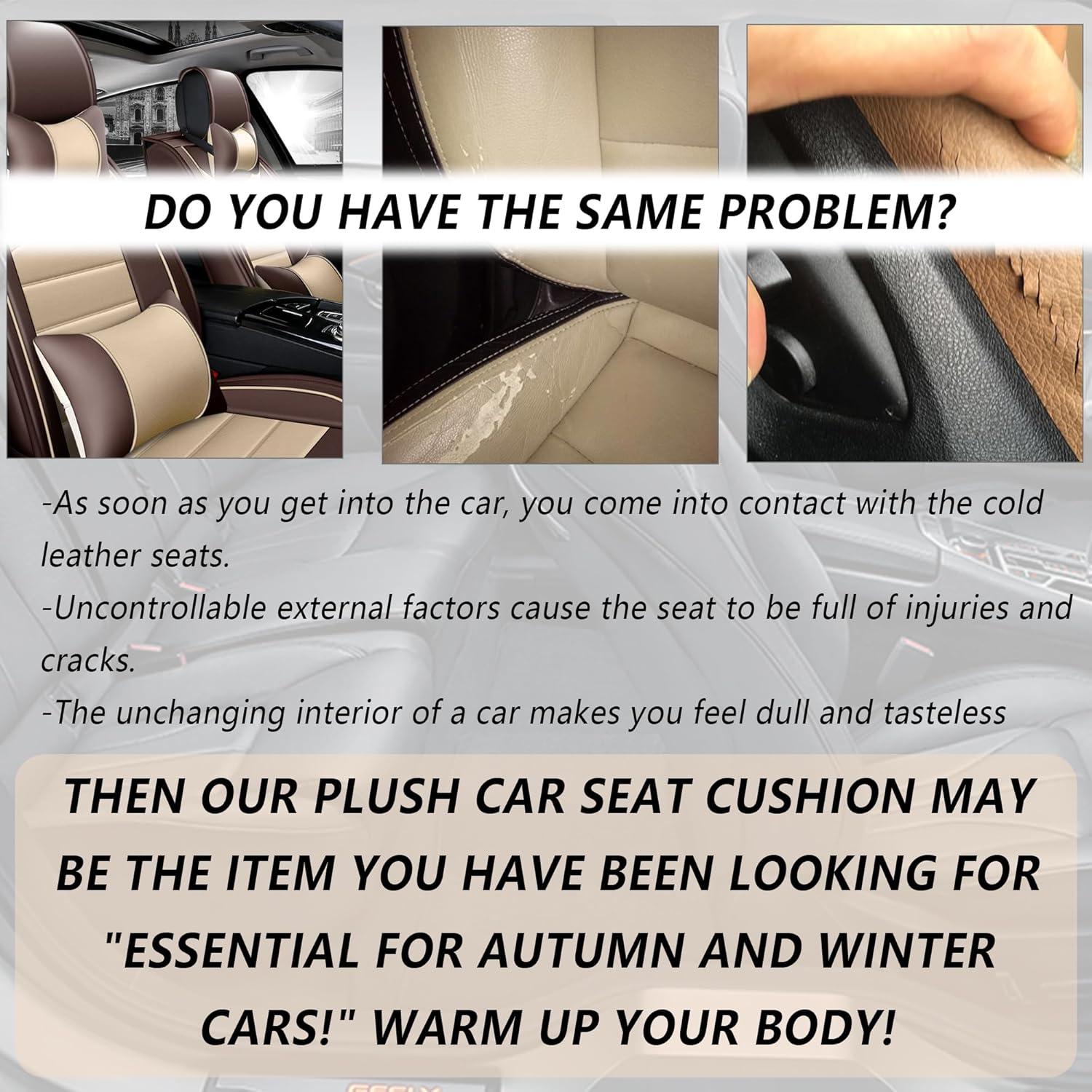 Cojines de Asiento de Coche Carleef 2 Piezas Felpa Rojo