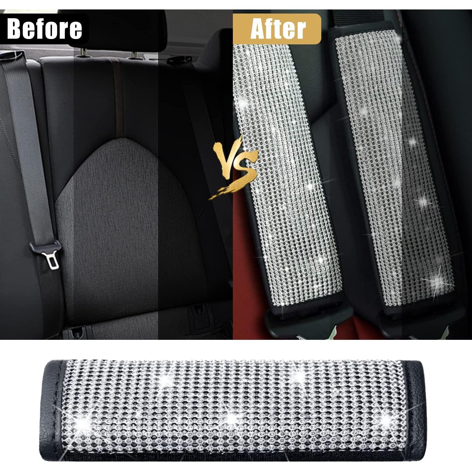 Fundas de Cinturón Brillantes JDDRY 4PC Plata para Auto