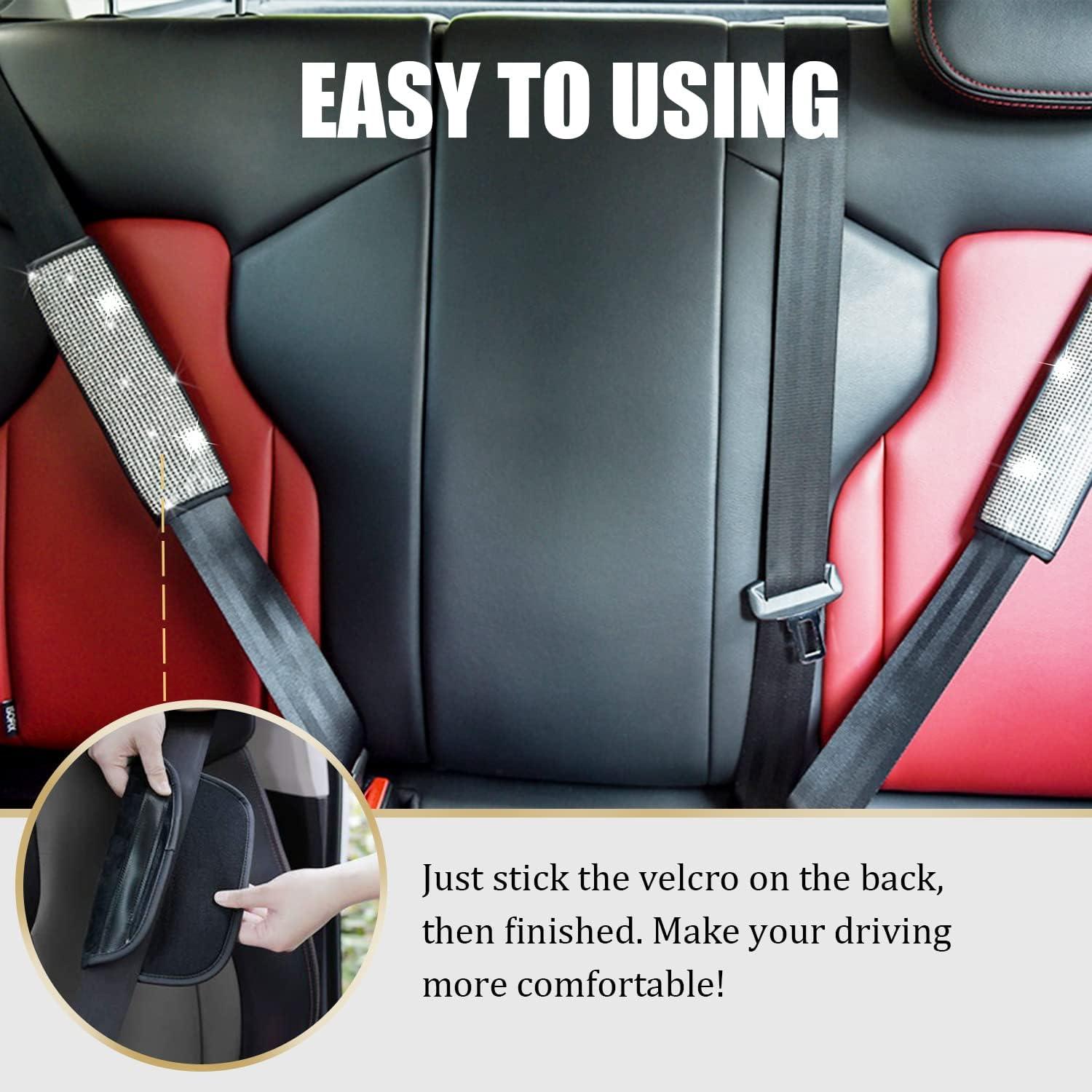 Fundas de Cinturón Brillantes JDDRY 4PC Plata para Auto