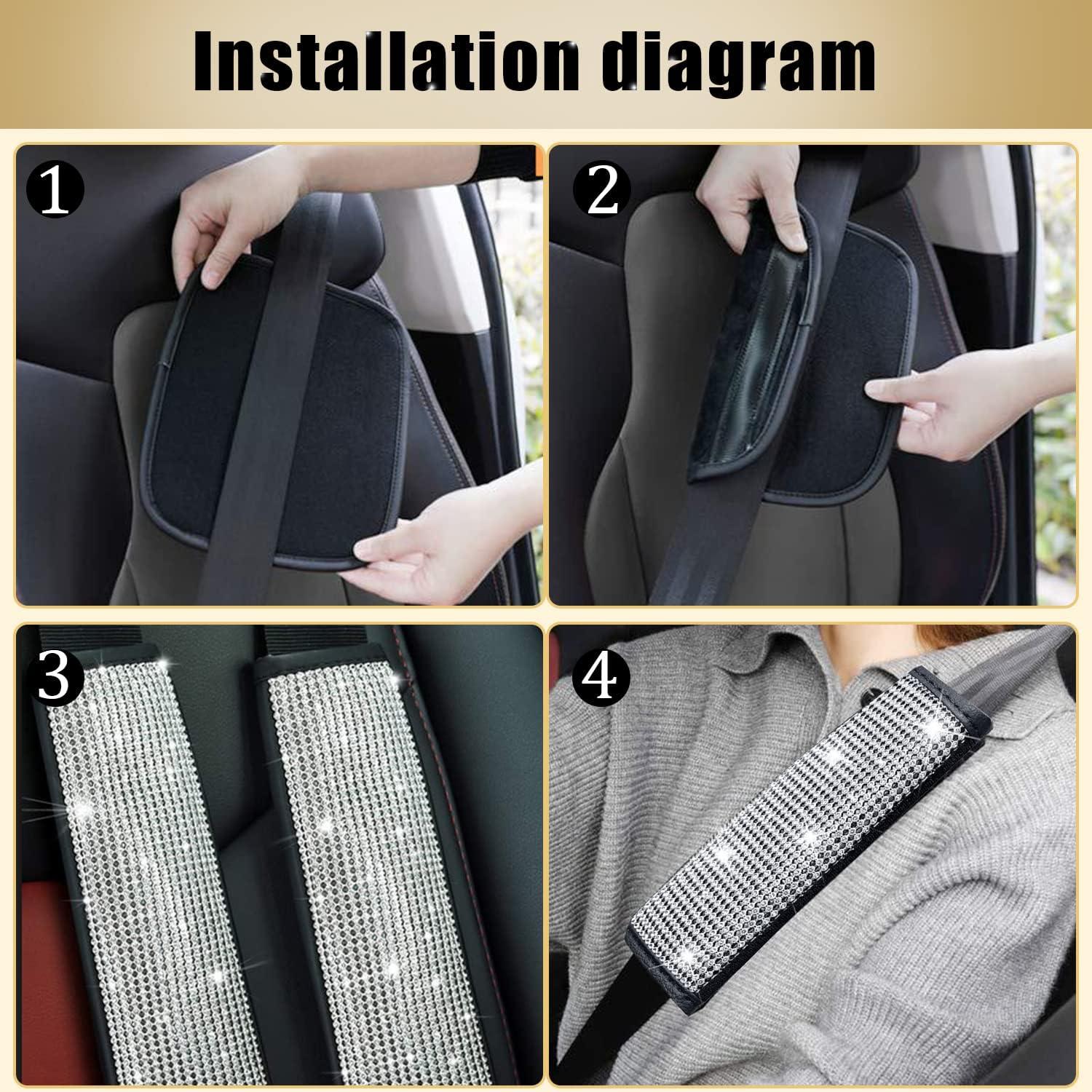 Fundas de Cinturón Brillantes JDDRY 4PC Plata para Auto