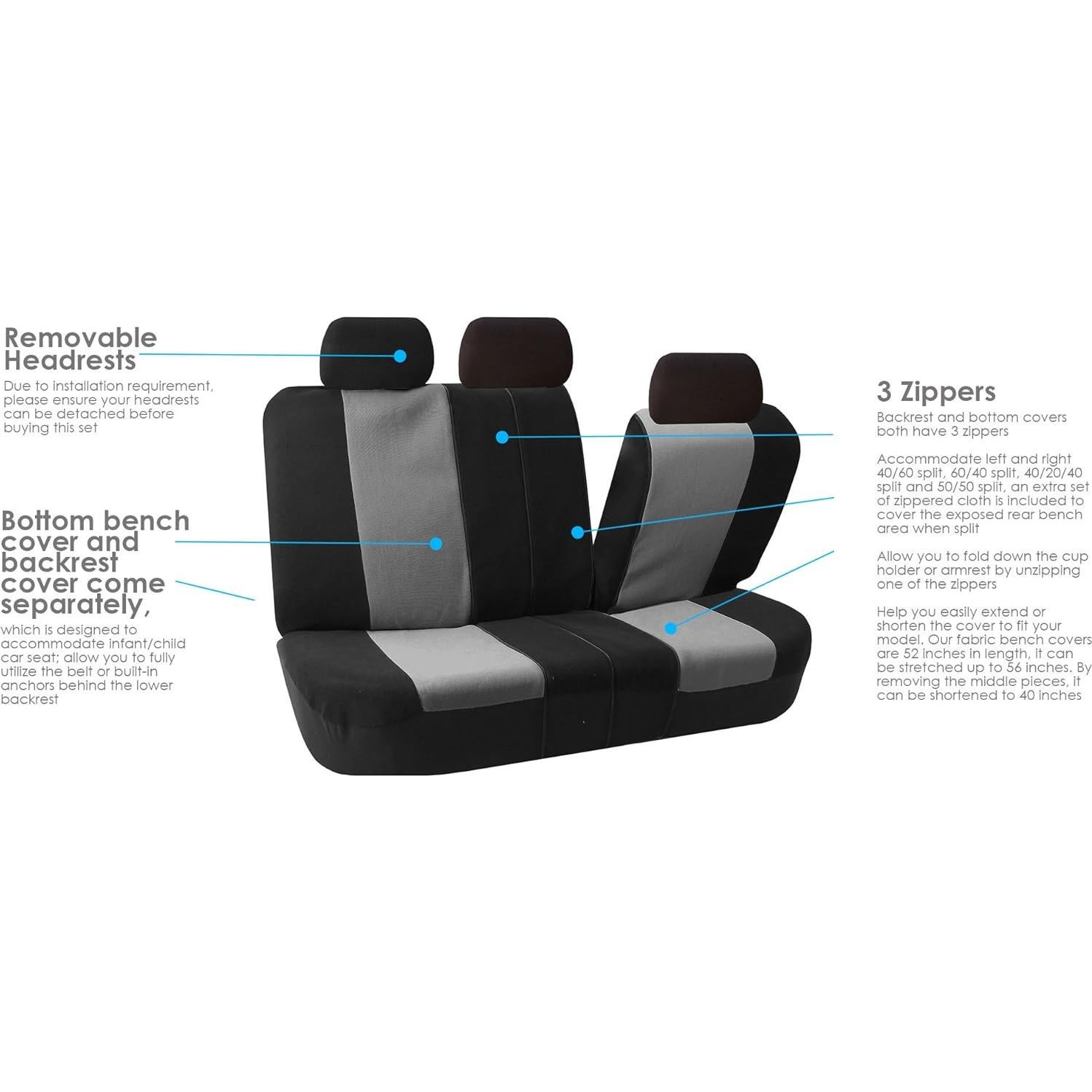 FH Group Fundas de Asiento de Tela Universal para Automóvil - Gris