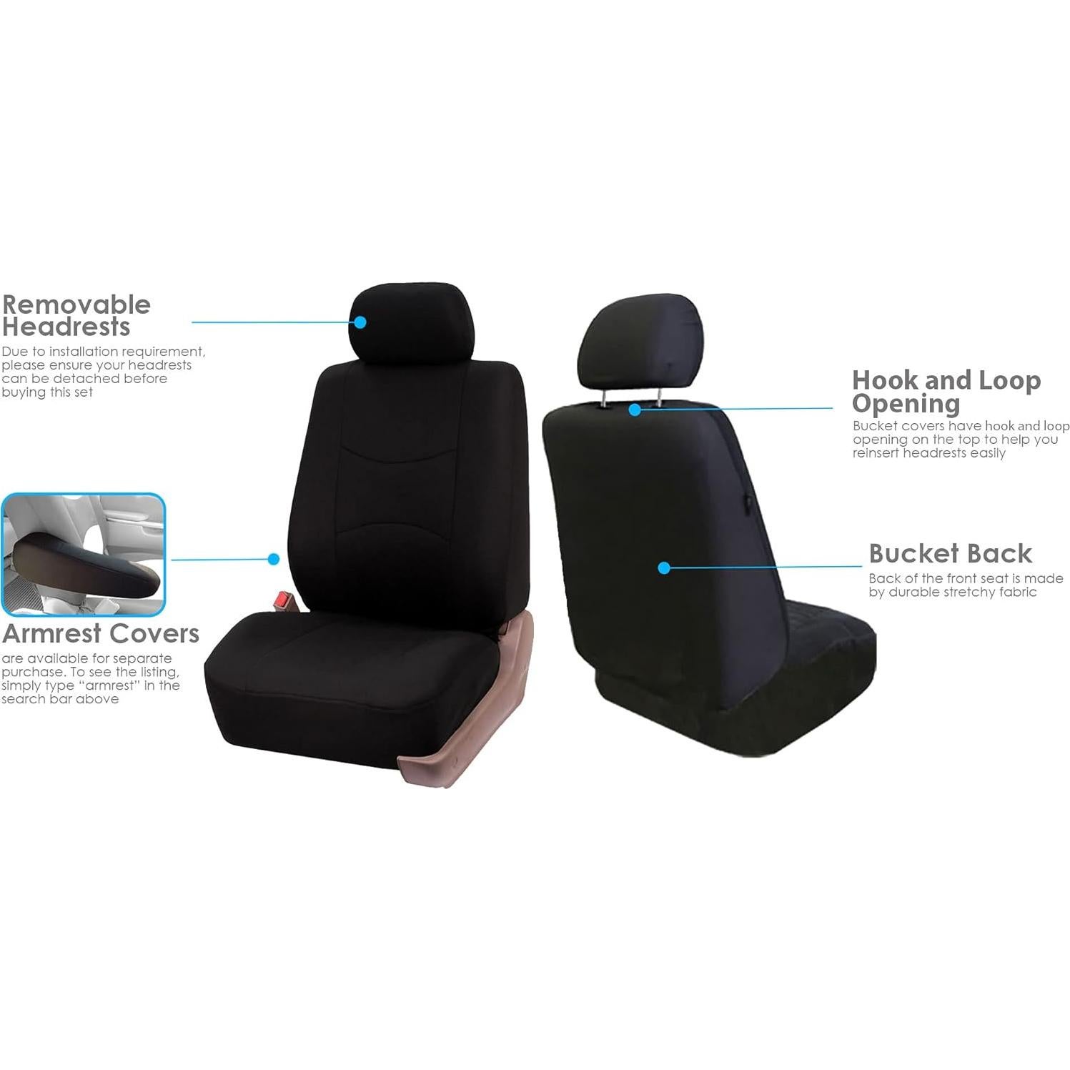 Fundas de Asiento FH Group + Alfombrillas de Piso - Negro