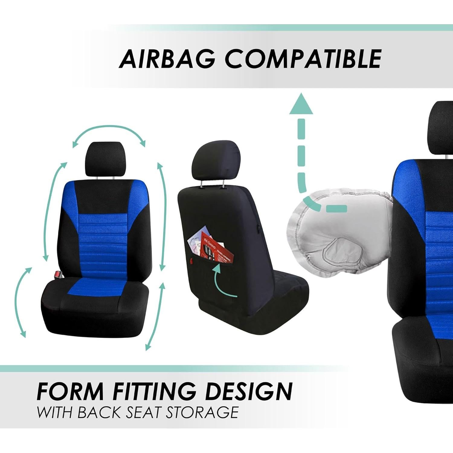 Fundas de Asiento de Coche FH Group Azul Juego Frontal 3D