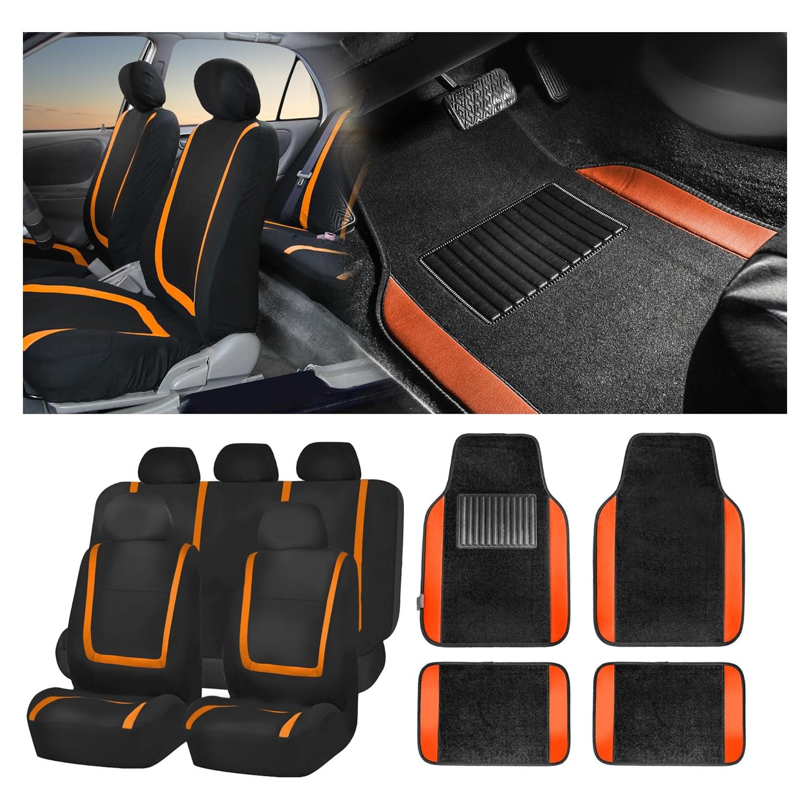 Funda de Asiento Universal FH Group con Alfombrillas Naranja/Negro