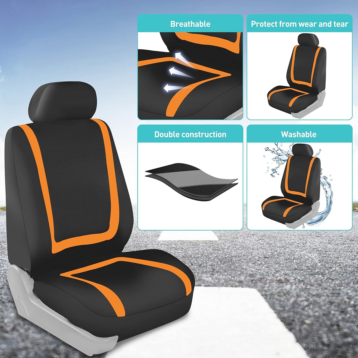 Funda de Asiento Universal FH Group con Alfombrillas Naranja/Negro