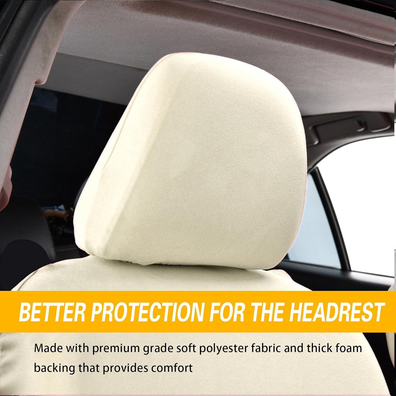 Fundas de Reposacabezas de Coche ijuicy 2 PCS Beige Transpirables