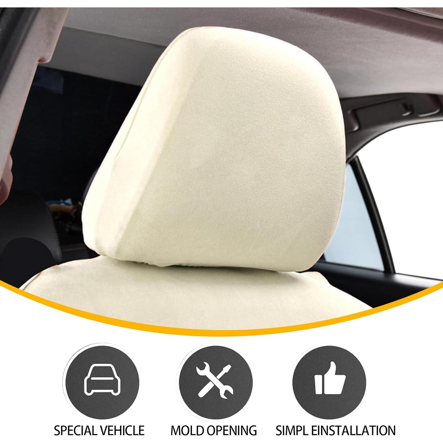 Fundas de Reposacabezas de Coche ijuicy 2 PCS Beige Transpirables