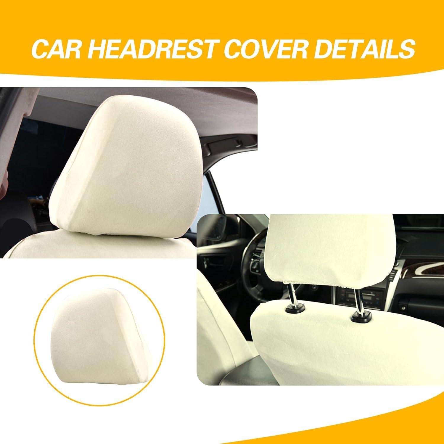 Fundas de Reposacabezas de Coche ijuicy 2 PCS Beige Transpirables