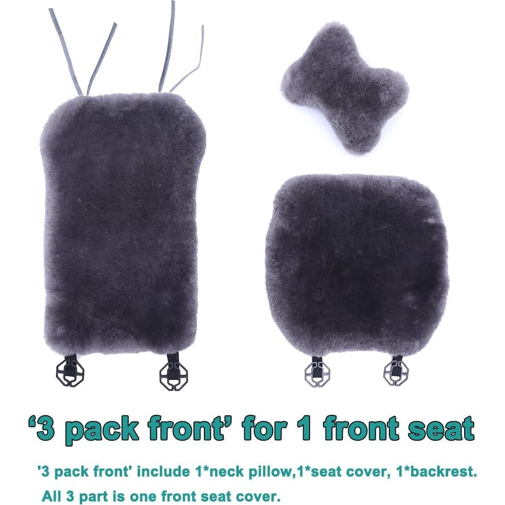 Cubierta de Asiento de Coche OGLAND Piel de Oveja Universal Perla