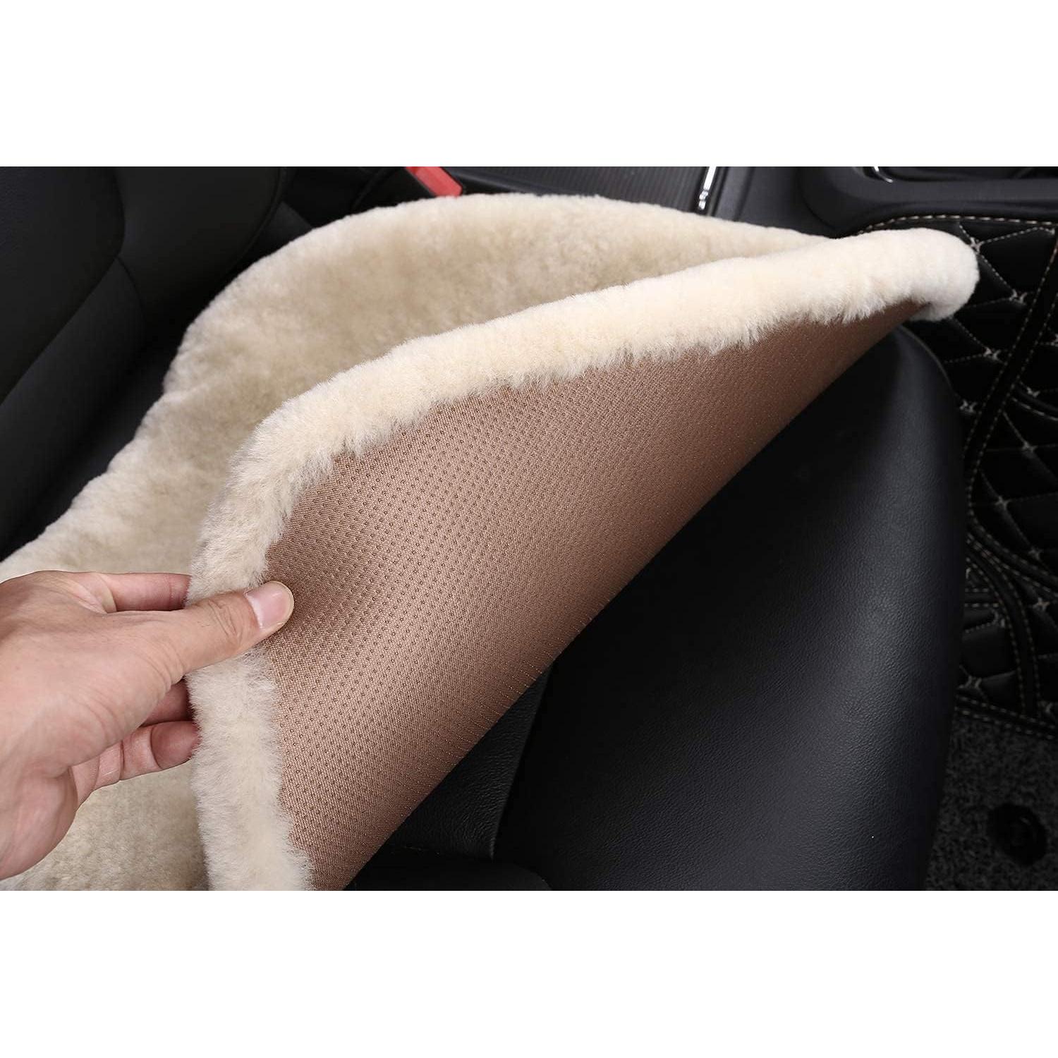 Cubierta de Asiento de Coche OGLAND Piel de Oveja Universal Perla