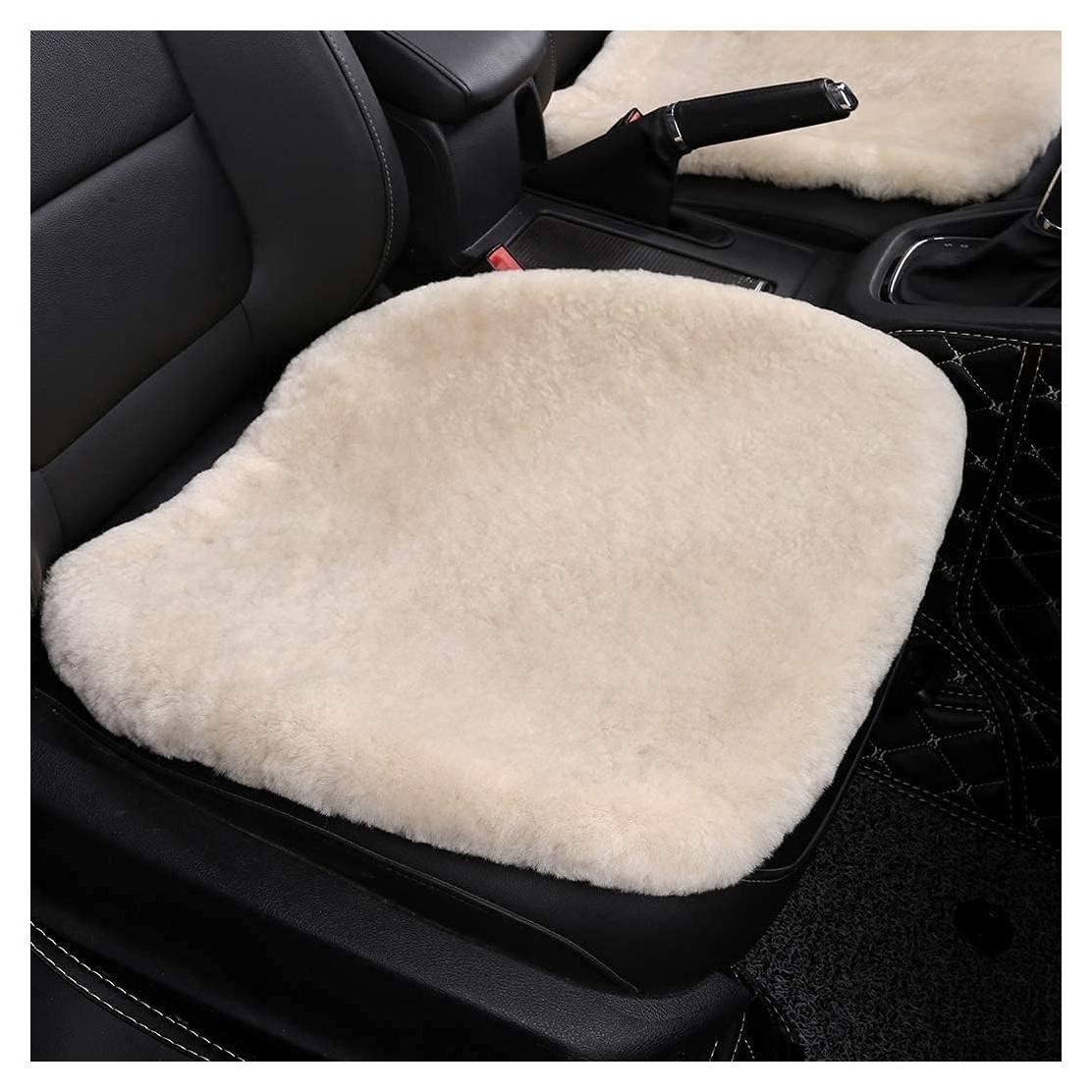 Cubierta de Asiento de Coche OGLAND Piel de Oveja 50x50cm Perla