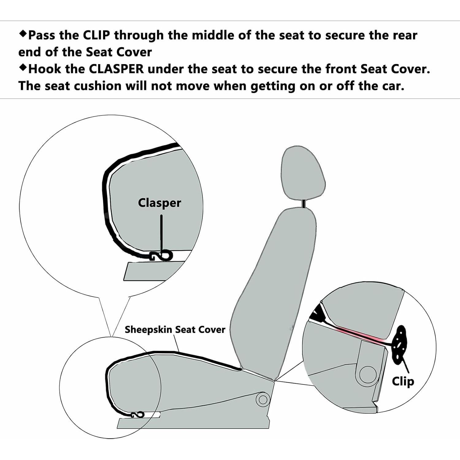 Cubierta de Asiento de Coche OGLAND Piel de Oveja 50x50cm Perla