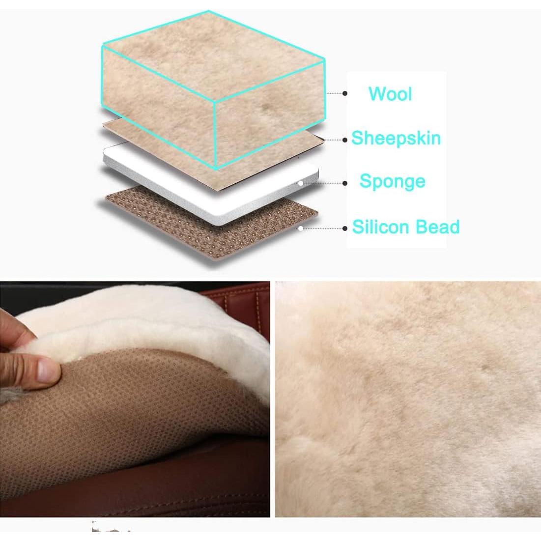 Cubierta de Asiento de Coche OGLAND Piel de Oveja 50x50cm Perla