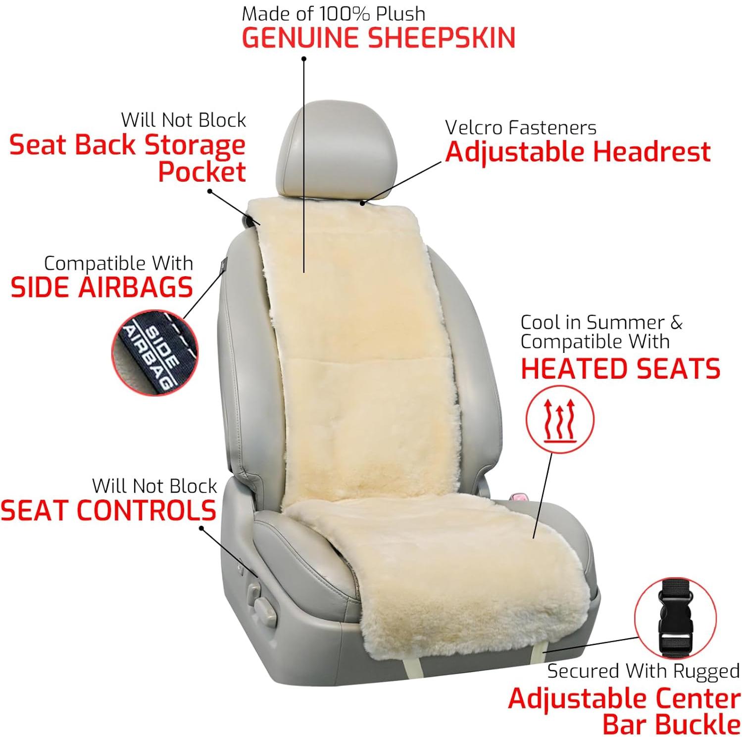 Cubierta de Asiento Aegis de Piel de Oveja Merino Miel Claro