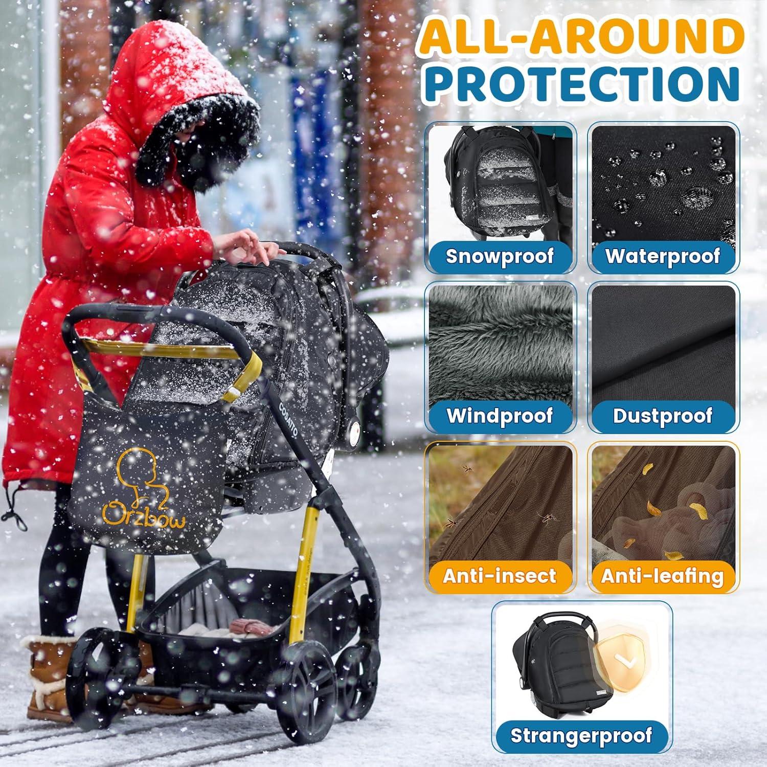 Cubierta de Asiento de Auto de Invierno Orzbow para Bebés - Negro