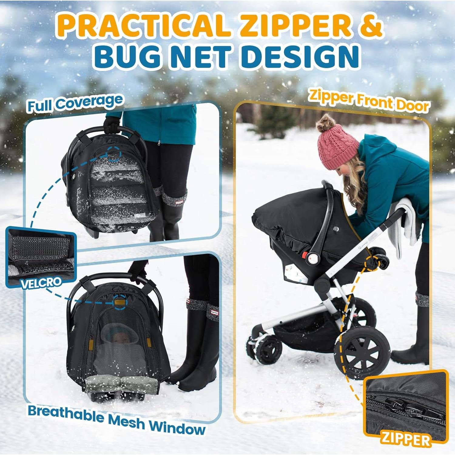 Cubierta de Asiento de Auto de Invierno Orzbow para Bebés - Negro