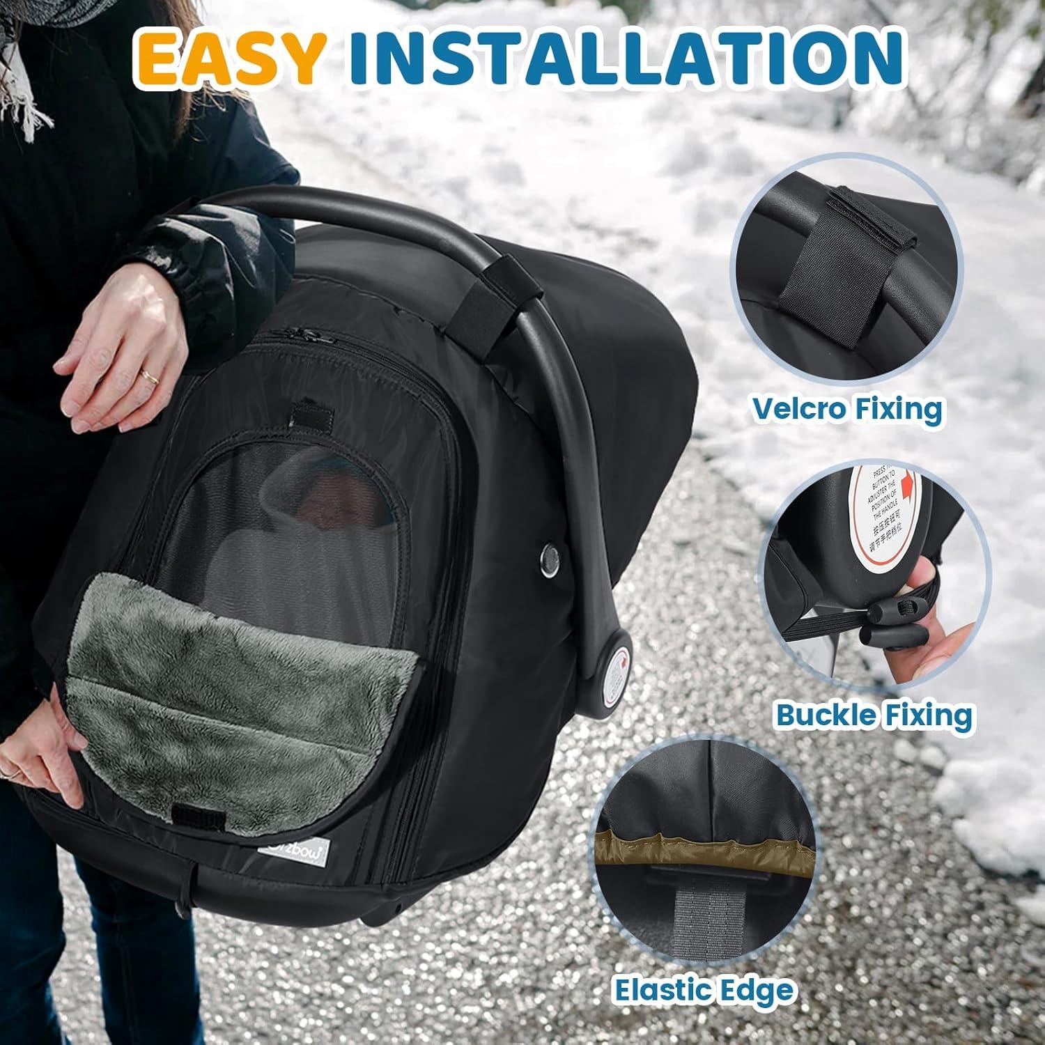 Cubierta de Asiento de Auto de Invierno Orzbow para Bebés - Negro