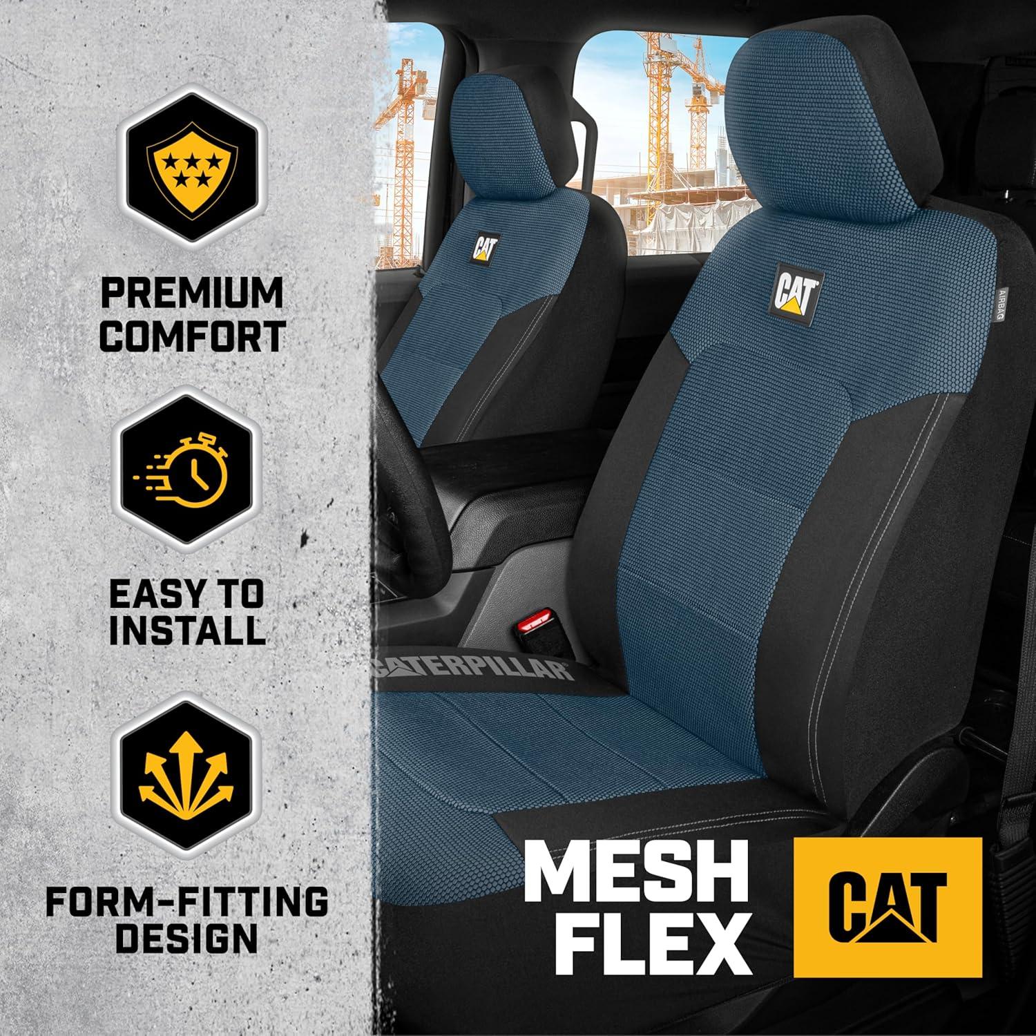 Cubiertas de Asiento CAT MeshFlex Azul y Negro - Juego de 2