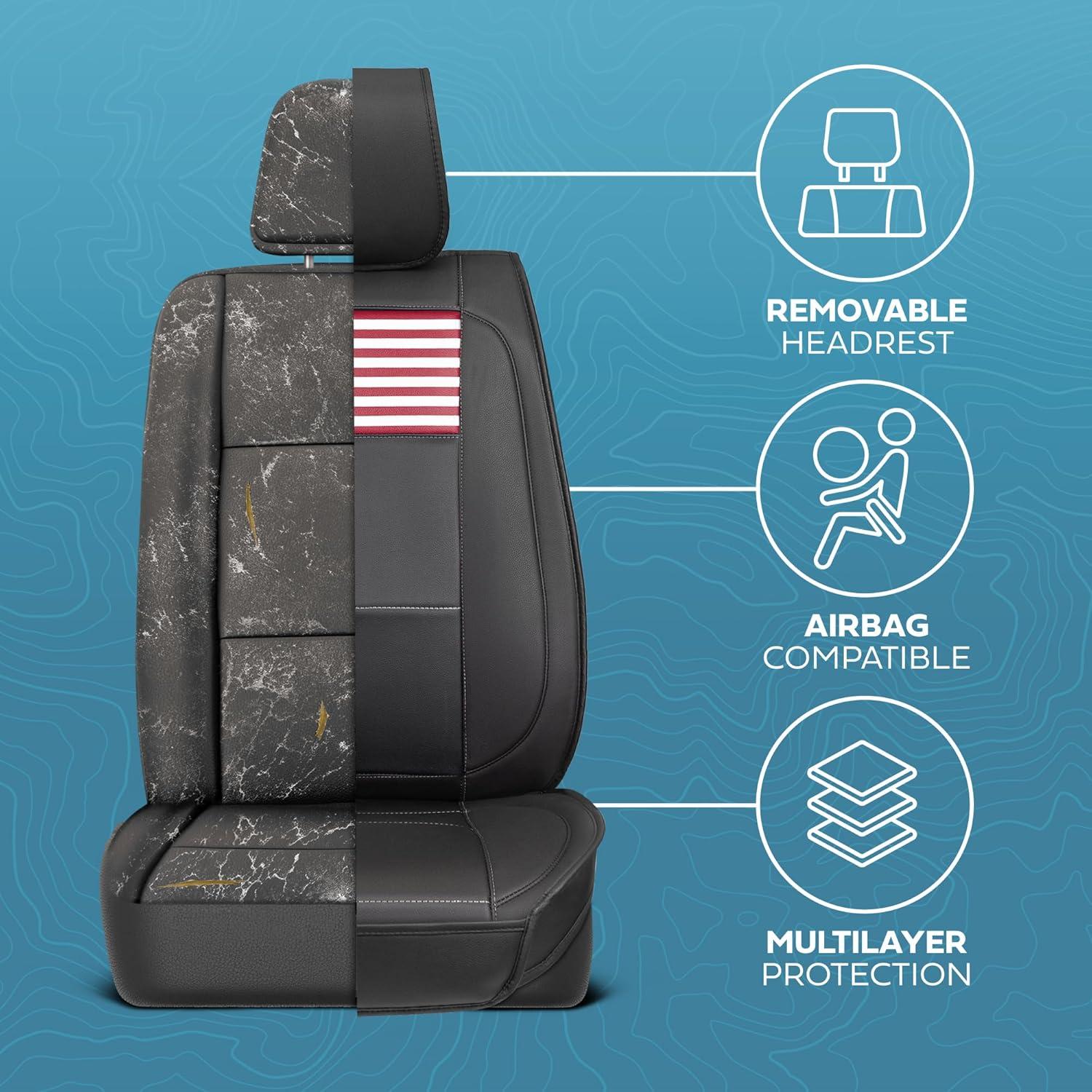 American Flag Seat Covers for Trucks, Cars, & SUV - Napa Leather US Car Seat Covers American Flag Truck Accessories - Car Seat Cover Patriotic American Flag Car Accessories Car Seat Protector