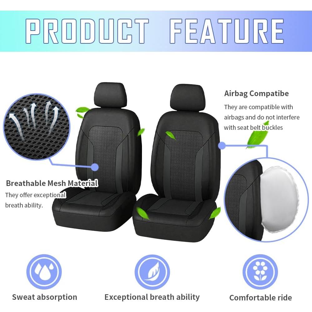 Fundas de Asiento de Coche Refrigerantes Carleef Negro
