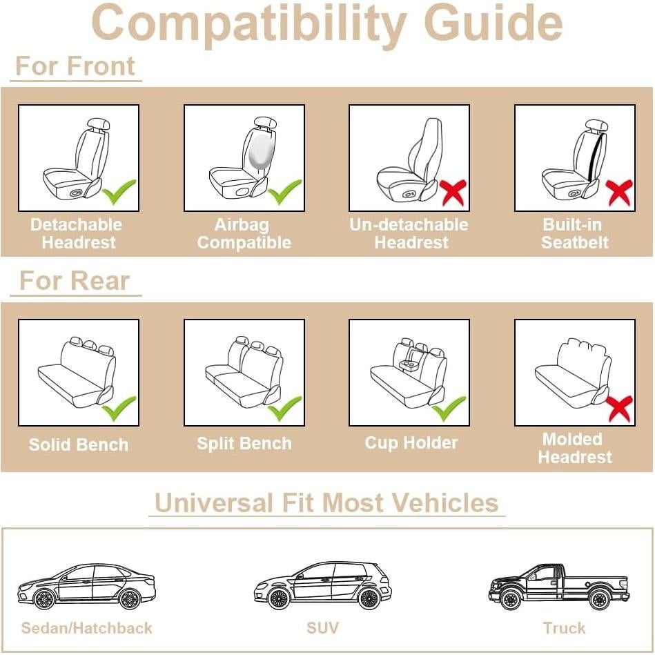 Cubiertas de Asientos de Coche XZBS Juego Completo Impermeable