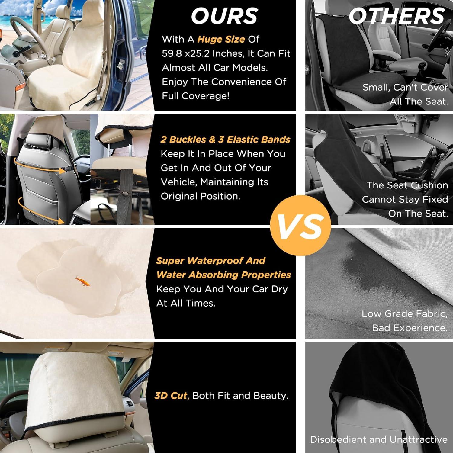 Toalla Cubierta de Asiento Impermeable DREAMANIA 2PCS Beige