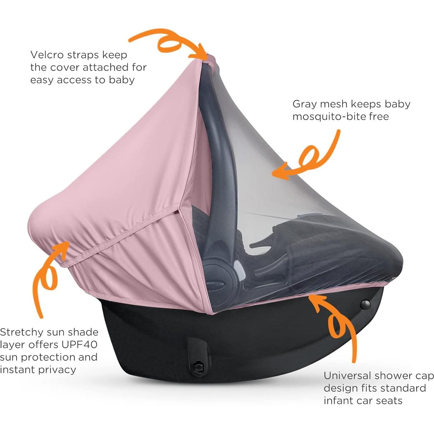 Cubierta de Asiento de Coche 2-en-1 liuliuby Rosa UV y Antimosquitos