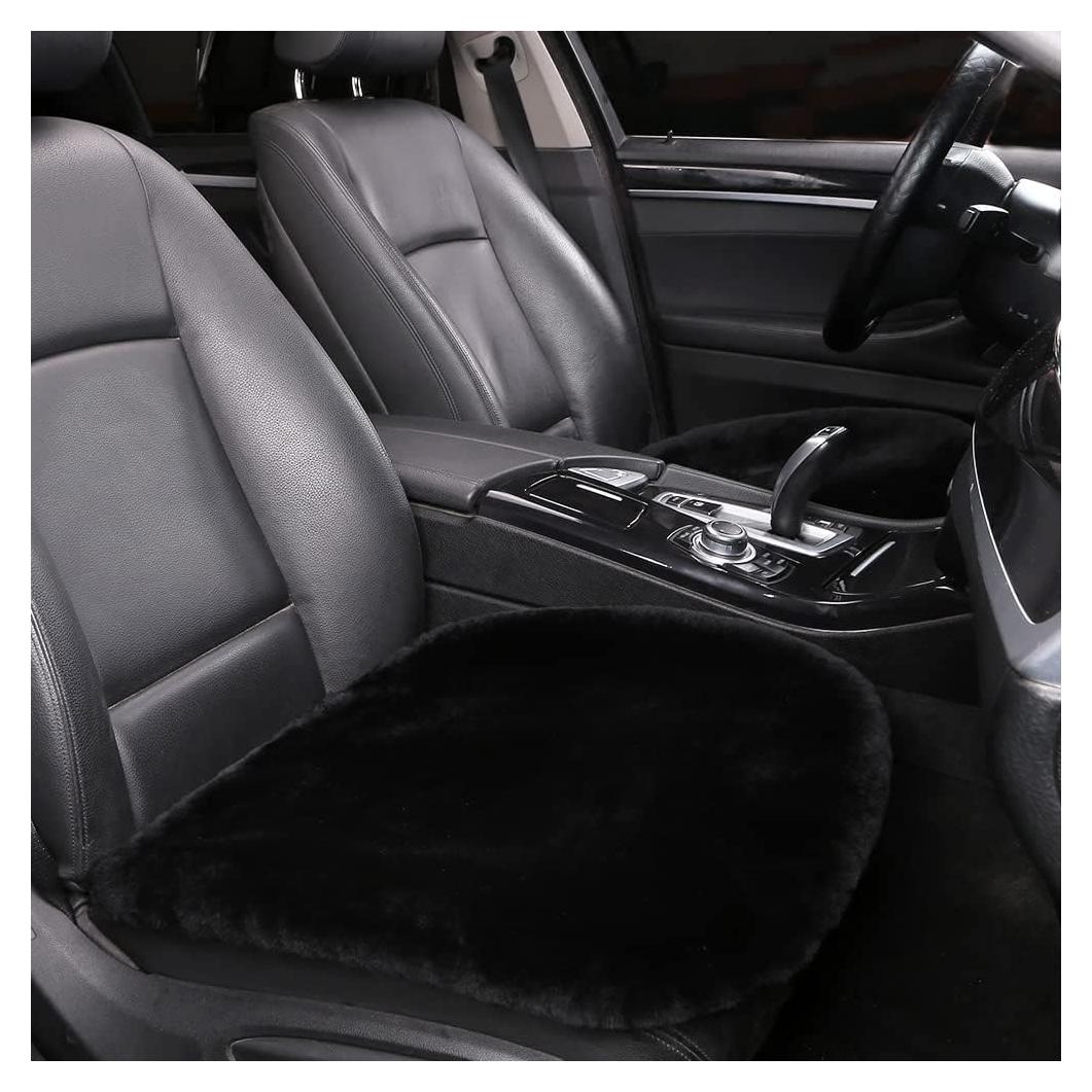 Cojín de Asiento de Piel de Oveja LLB - 2 Piezas, Negro