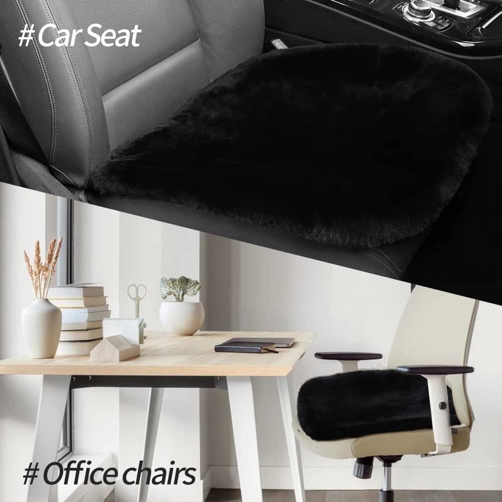 Cojín de Asiento de Piel de Oveja LLB - 2 Piezas, Negro