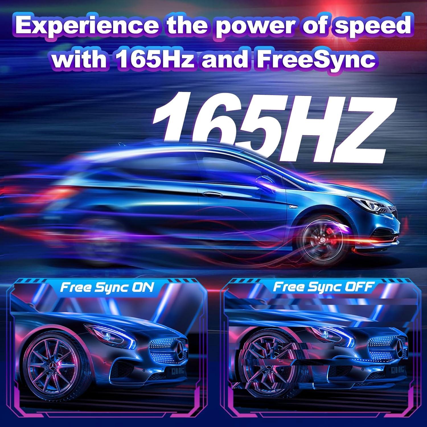 Monitor Curvo de Juegos FYHXele 27" FHD 165Hz Rosa