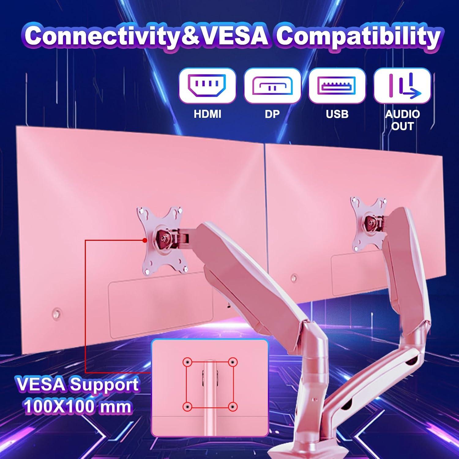 Monitor Curvo de Juegos FYHXele 27" FHD 165Hz Rosa