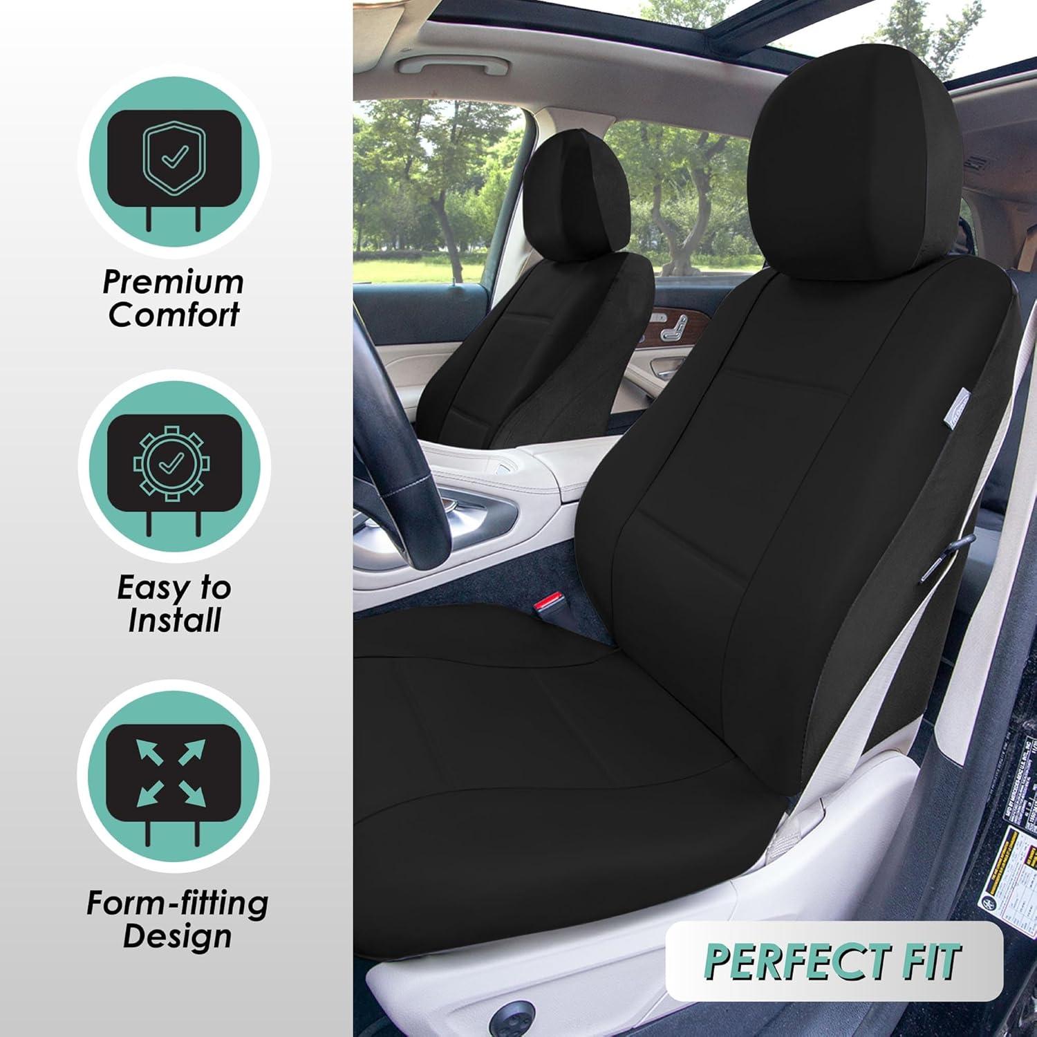 Fundas de Asiento de Coche FH Group PU002BLACK115 - Ajuste Universal, Respaldo Bajo, Negro