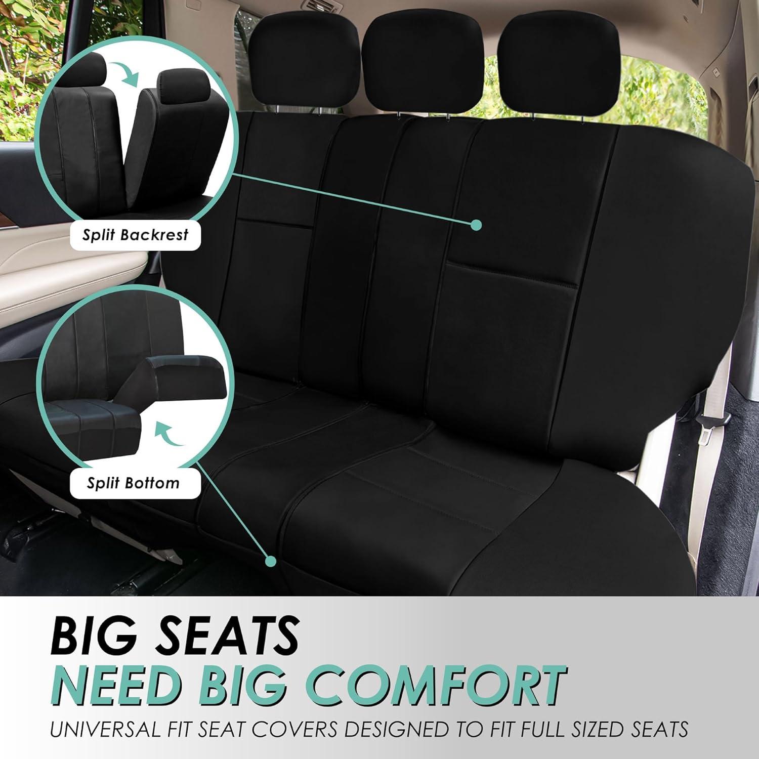 Fundas de Asiento de Coche FH Group PU002BLACK115 - Ajuste Universal, Respaldo Bajo, Negro
