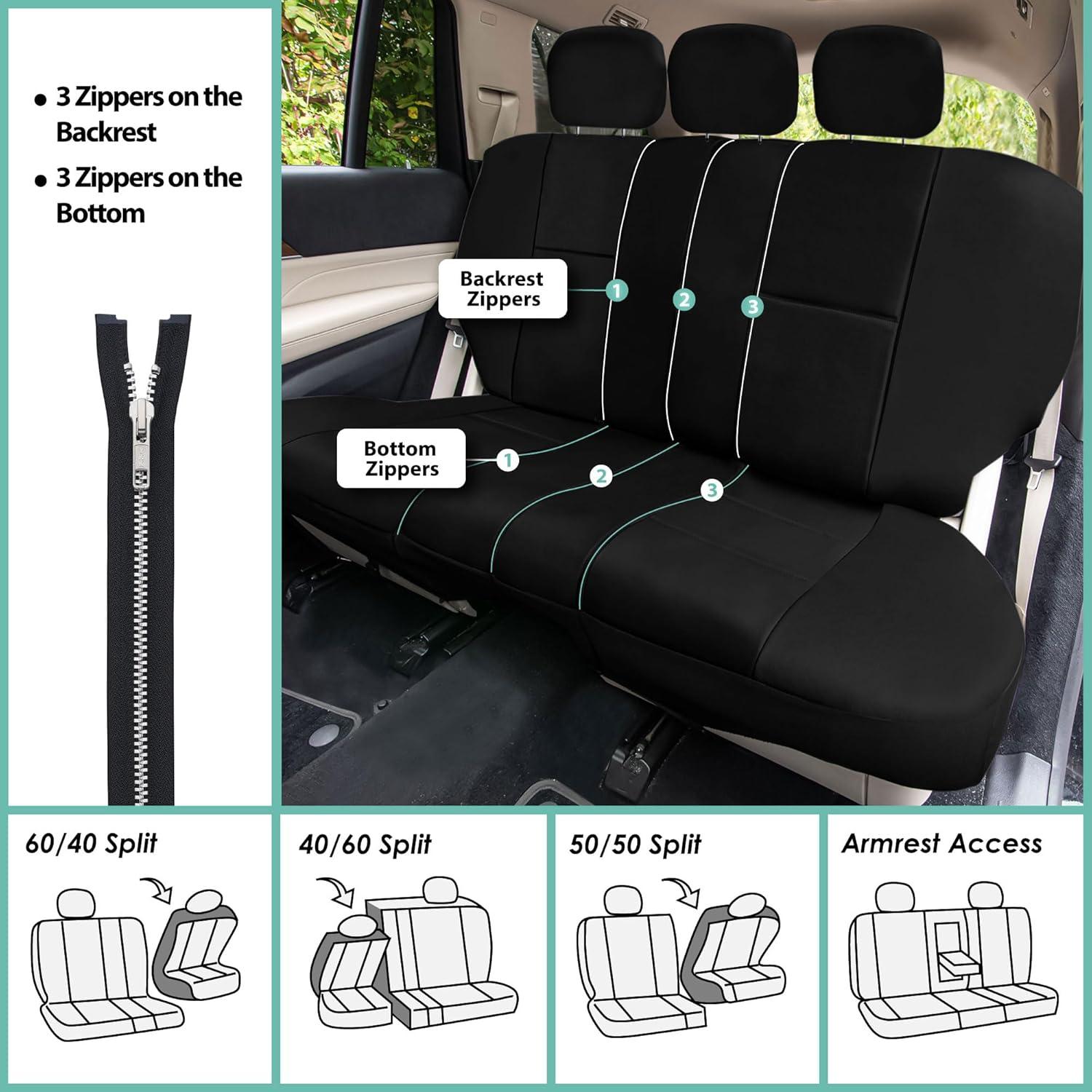 Fundas de Asiento de Coche FH Group PU002BLACK115 - Ajuste Universal, Respaldo Bajo, Negro