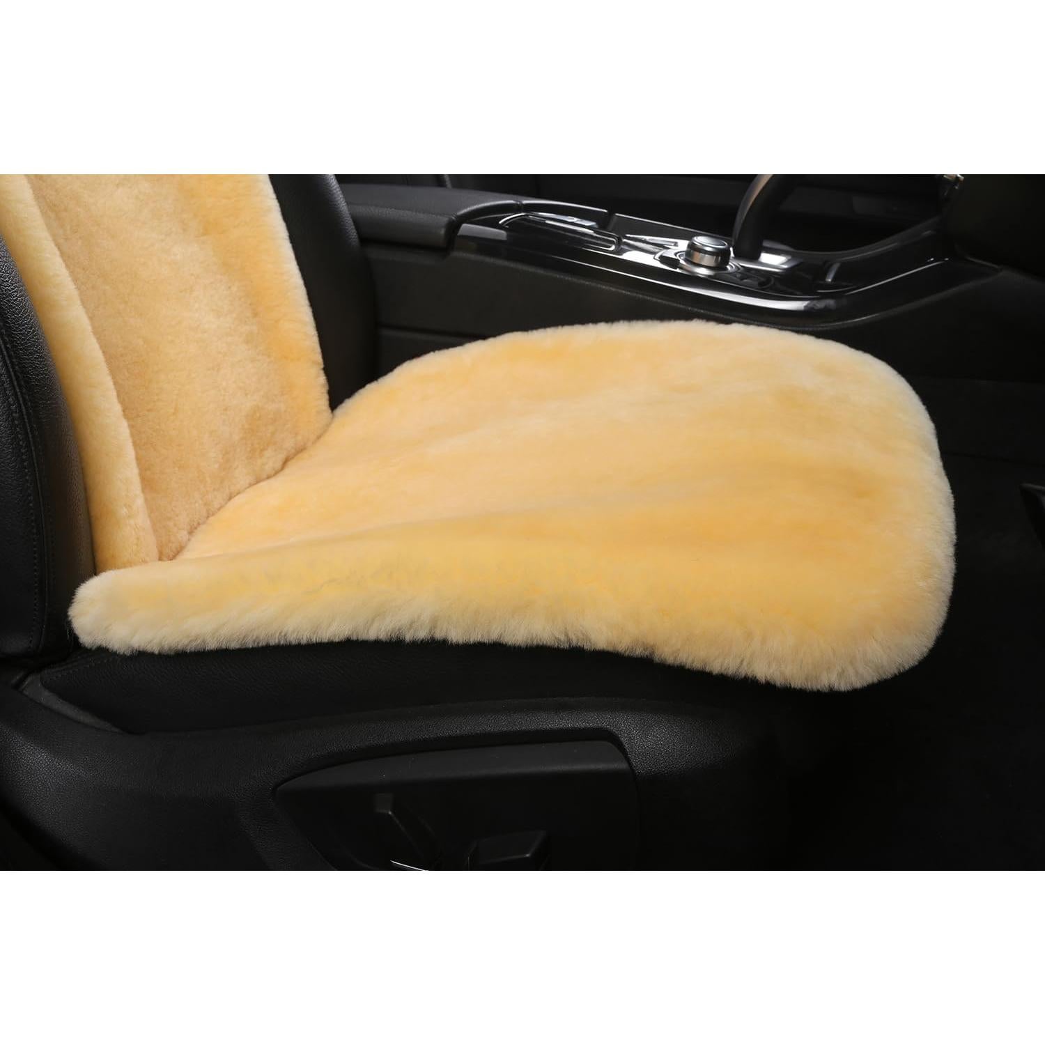 Cojín de Asiento de Coche MLOVESIE de Piel de Oveja Beige