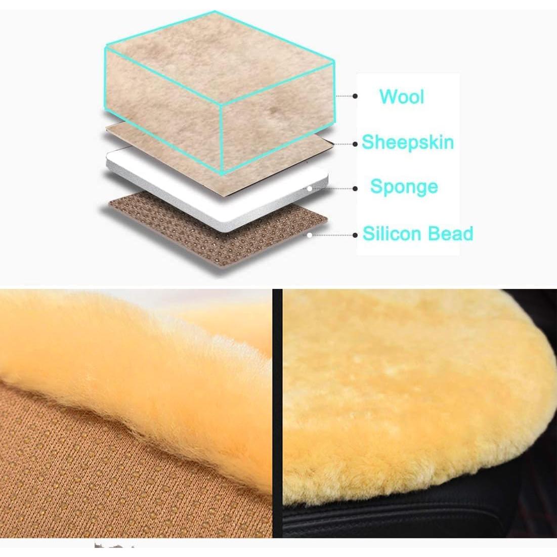 Cojín de Asiento de Coche MLOVESIE de Piel de Oveja Beige