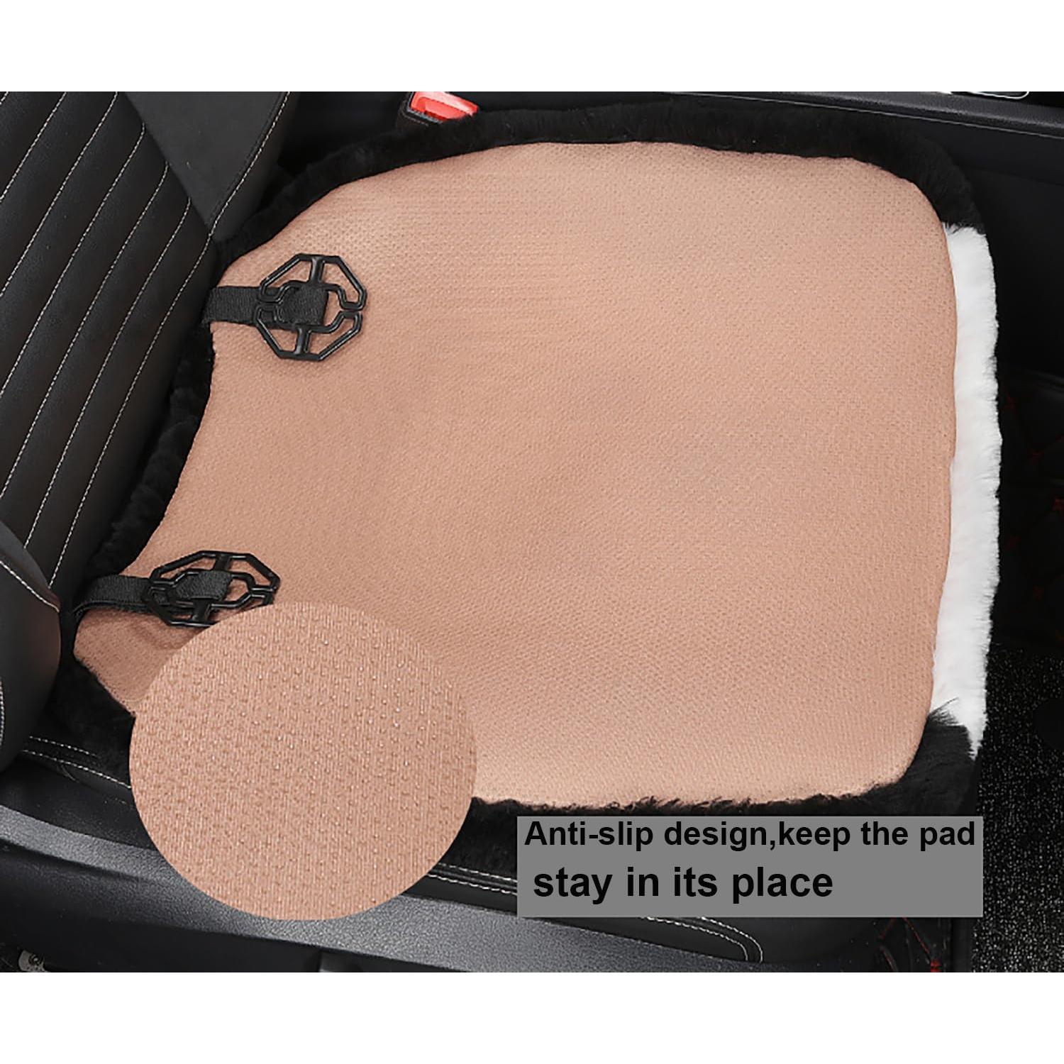 Cojín de Asiento de Coche MLOVESIE de Piel de Oveja Beige