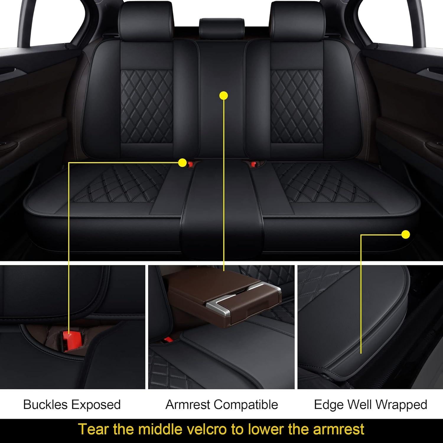 Funda de Asientos MIROZO Juego Completo 5 Piezas Negra Universal