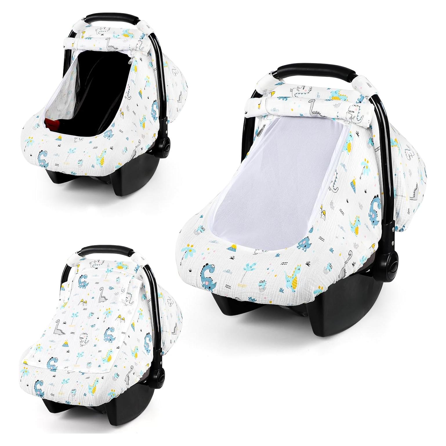 Funda de Asiento de Coche para Bebé HNHUAMING Algodón Muselina Dinosaurio