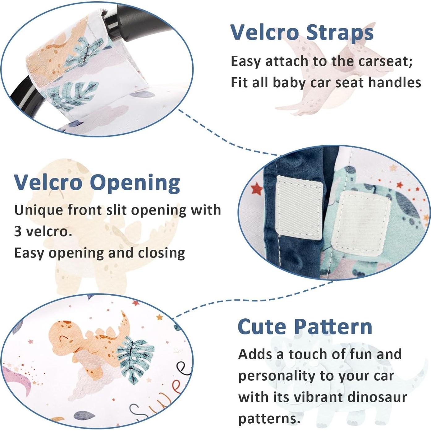 Funda de Asiento de Coche DILIMI para Bebé Dinosaurio Acuarela