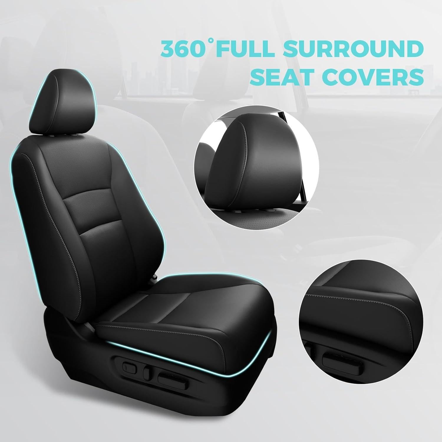 Funda de Asiento para Honda Pilot 2016-2022 - FEINEPRO, 8 Asientos, Cuero Sintético Negro