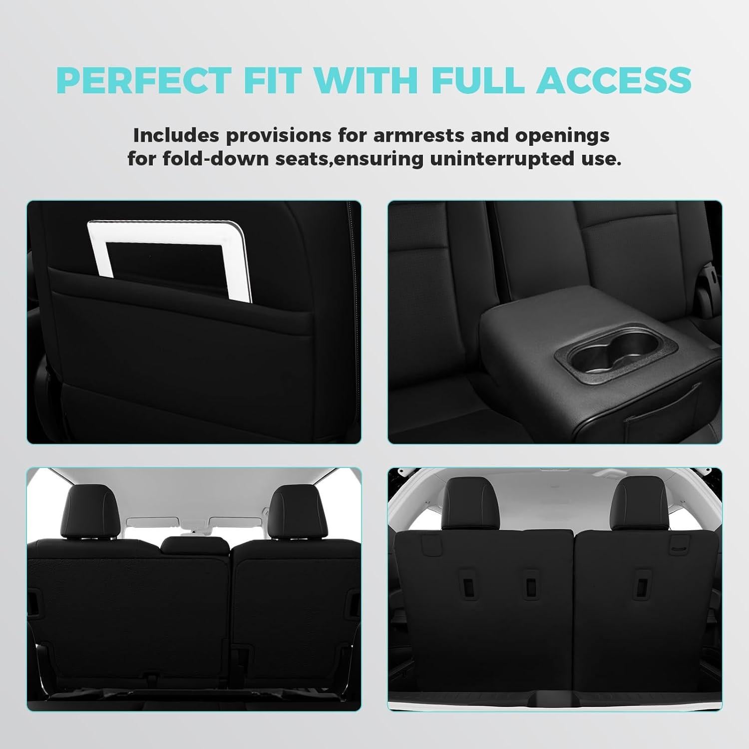 Funda de Asiento para Honda Pilot 2016-2022 - FEINEPRO, 8 Asientos, Cuero Sintético Negro