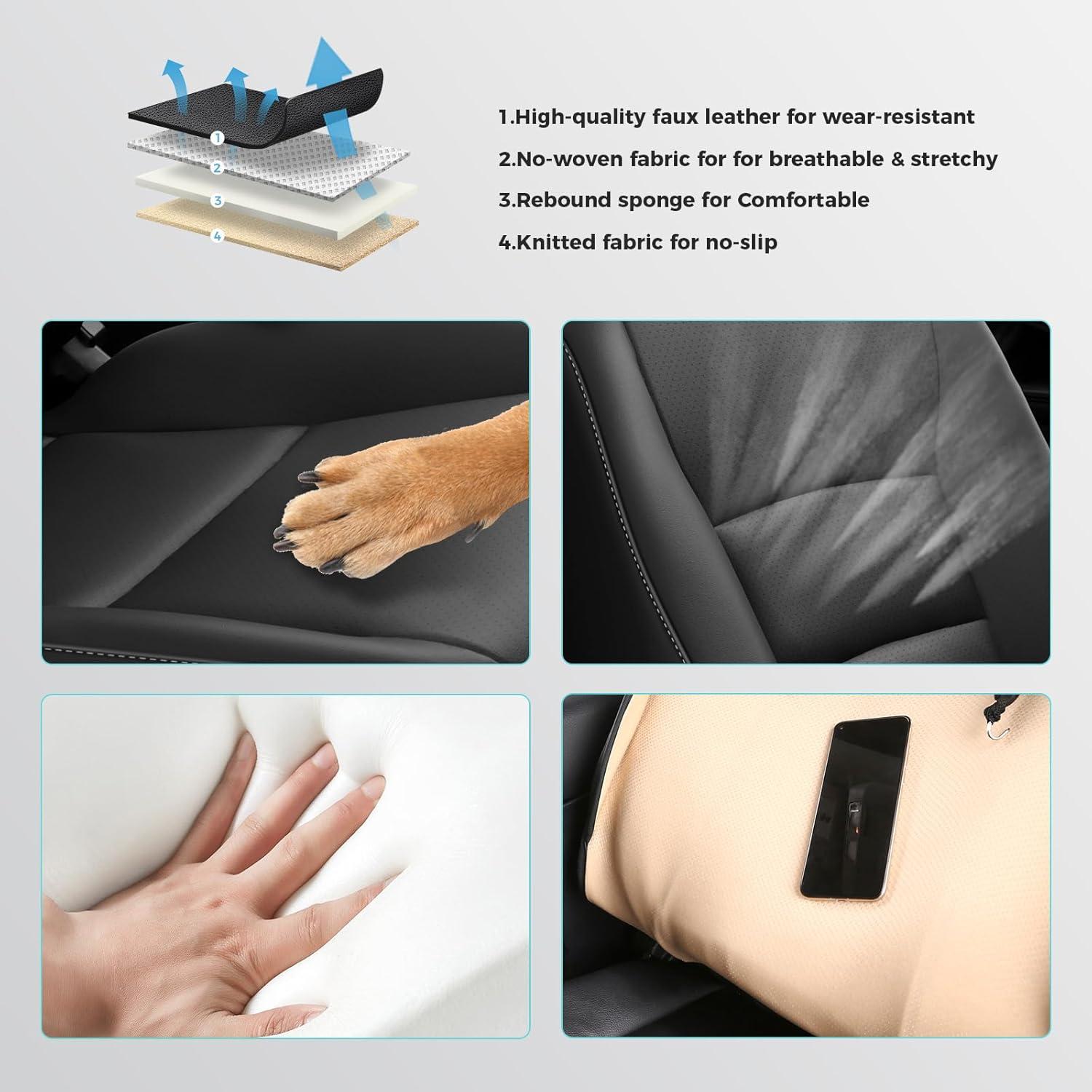 Funda de Asiento para Honda Pilot 2016-2022 - FEINEPRO, 8 Asientos, Cuero Sintético Negro