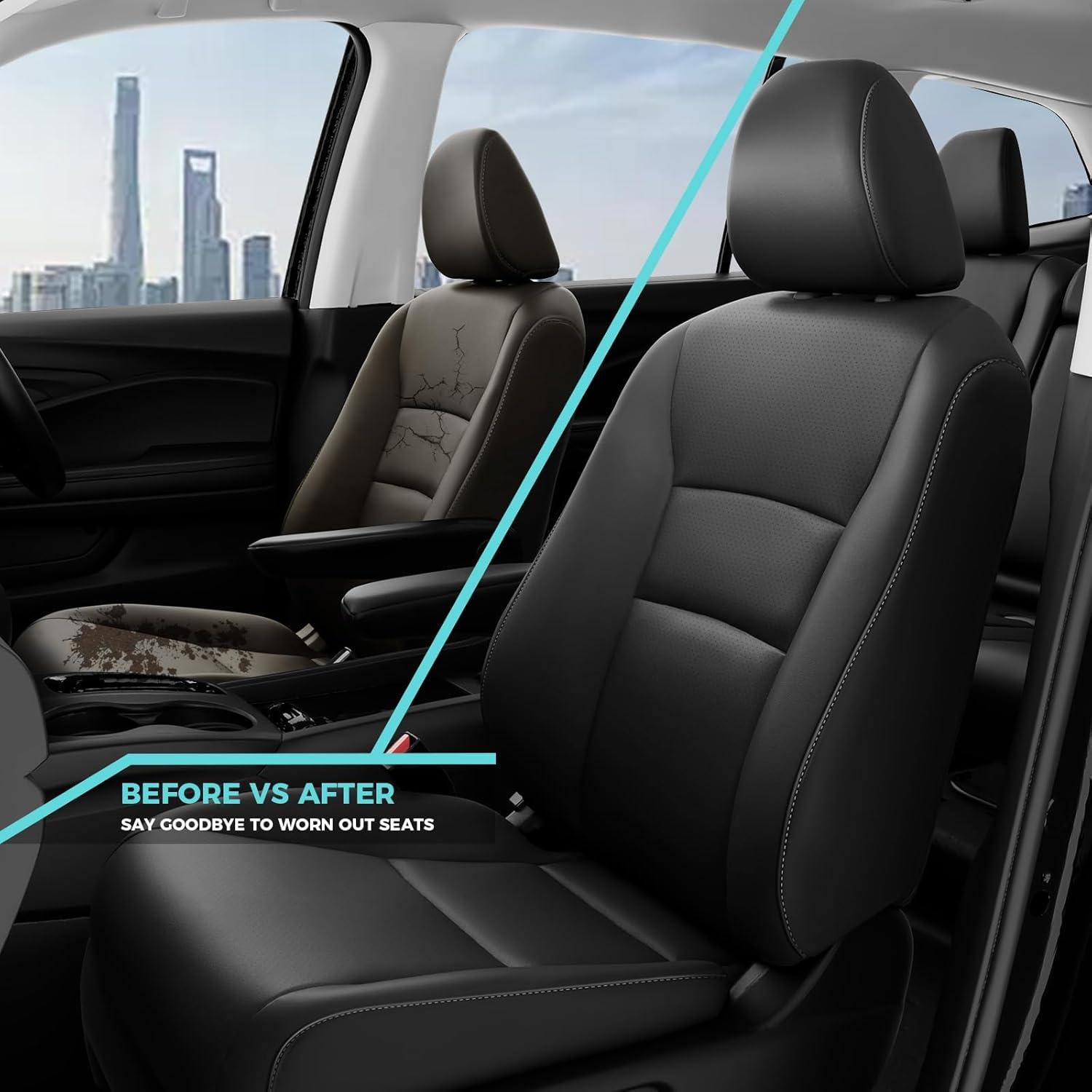 Funda de Asiento para Honda Pilot 2016-2022 - FEINEPRO, 8 Asientos, Cuero Sintético Negro