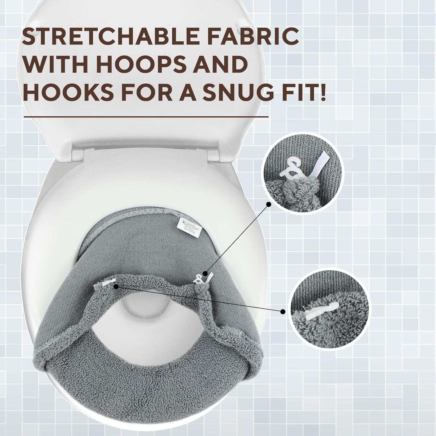 Cubierta de Asiento de Inodoro Warm-n-Comfy Gris Helado 35.56x45.72 cm